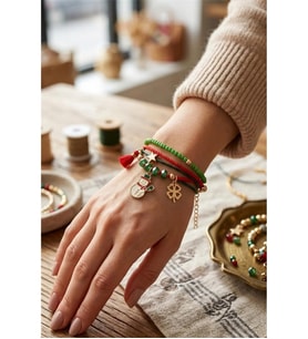 YILBAŞI NOEL ZİNCİR BONCUK İP CHARM BİLEKLİK