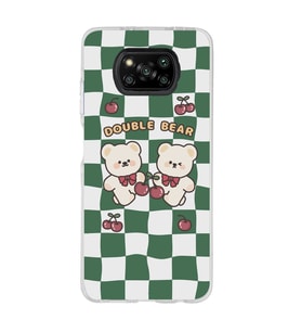 Poco X3 PRO / X3 NFC Uyumlu Double Bear Tasarımlı Şeffaf Telefon Kılıfı