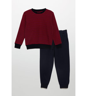 Çizgili Sweatshirt Jogger Lacivert Alt Üst Takım