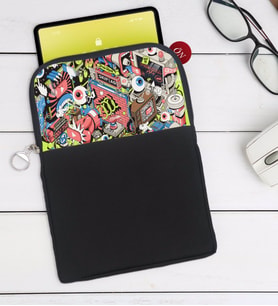 BK Gift Modern Soyut Tasarımlı Taşınabilir Koruyucu Tablet Kılıfı & Organizer Çanta - Siyah-8