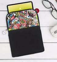 BK Gift Modern Soyut Tasarımlı Taşınabilir Koruyucu Tablet Kılıfı & Organizer Çanta - Siyah-8