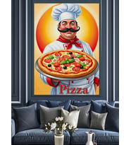Pizza Yapan Usta Aşçı Dekoratif Kanvas - Mdf Ahşap Tablo