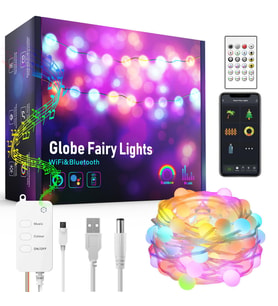 UpWay Bluetooth 10 Metre RGB Renk Değiştiren Akıllı Küre Dizili Işıklar USB 66 LED Kumandalı