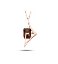 Bella Gloria Smoky Quartz Roz Pırlanta Kolye (GPK0053)