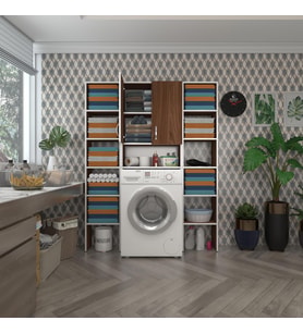 Kenzlife çamaşır makinesi dolabı sinemmaksduble cvz 180*126*30 banyo kapaklı arkalıklı raflı (Karışık)