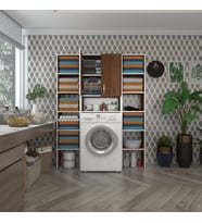 Kenzlife çamaşır makinesi dolabı sinemmaksduble cvz 180*126*30 banyo kapaklı arkalıklı raflı (Karışık)