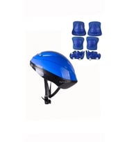 Çocuk Kask Dizlik Dirseklik Koruyucu Set 7 Parça (Mavi)
