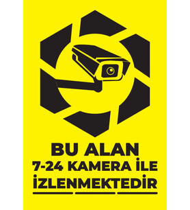 MeyArt Sac Levha 7/24 Bu Alan Kamera İle İzlenmektedir - Sac Uyarı Levhası 20x30cm