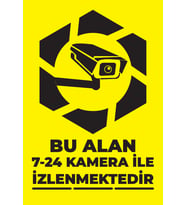 MeyArt Sac Levha 7/24 Bu Alan Kamera İle İzlenmektedir - Sac Uyarı Levhası 20x30cm