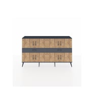 Arges Konsol 4 Raflı 2 Çekmeceli 8 Kapaklı 176x30x99 Antrasit-Çam/Antrasit