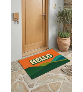 Valerine Life Hello Retro Vintage Çizgili Dijital Baskılı Ev Ofis işyeri Dış Kapı Önü Paspası 45x70c