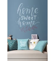 Moud's Çift Tarafı Baskılı Mavi Sweet Home Serisi Desenli 4'lü Kombin Süet Kırlent Kılıfı - PLG202
