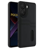 Xiaomi Poco X7 Pro Uyumlu Kılıf Sara Kartvizitli Deri Kılıf - Siyah