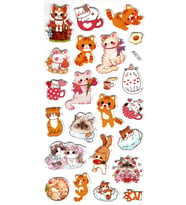 Sticker Kabartmalı Stiker Çıkartma Etiket (XHC051)-18x9 cm- Tatlı Kedicik