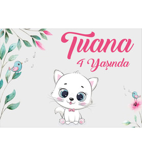 Kedi Teamlı Doğum Günü Afişi 35X50 cm