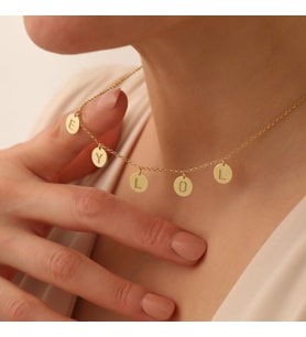 Kişiye Özel 925 Ayar Gümüş Tasarım Disk İsim Kolye (Gold)