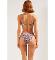 Kadın Bikini Takımı Bralette Balensiz Zebra Desenli Aksesuarlı Normal Bel Slip Kesim Örme Kumaş