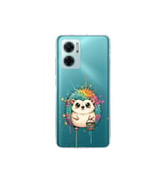 Redmi Note 11E ile Uyumlu Splash Kirpi Tasarımlı Şeffaf Silikon Kılıf