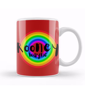 Wayne Rooney   Vintage Retro Rainbow Style Kupa Bardak Porselen