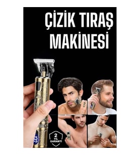 Mey İthalat® Tıraş Makinesi Şarjlı Profesyonel Saç Kesme Makinesi Gold Çizik Tıraş