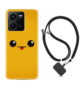 Vivo Y35 Kılıf Resimli Boyun Askılı İpli Desenli Silikon Series Yellow Sweet 1817