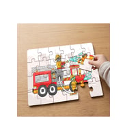 İtfaiye Aracında Yangın Sondüren İtfaiyeciler Tasarımlı 24 Parça Ahşap Çocuk Puzzle MPK0770
