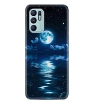 Oppo Reno 6 Kılıf Resimli Desenli Baskılı Silikon Night Moon 1133