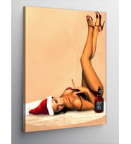 Kanvas Tablo Noel Şapkalı Nü Kadın