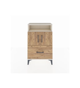 Arges Komodin 2 Raflı Tek Çekmeceli 2 Kapaklı 60x30x96 Aytaşı-Çam