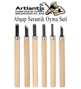 Ahşap Seramik Oyma Seti 6 lı 1 Paket İskarpela Seti Paslanmaz Çelik Bıçaklı Ağaç Oyma Heykel Hobi Kretuar Gravür (Naturel)