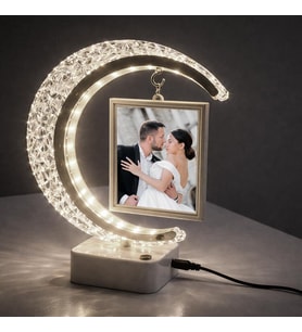 LED Işıklı Hilal Fotoğraf Çerçevesi – Gece Lambası 2 Dikey Fotoğraf Kapasiteli