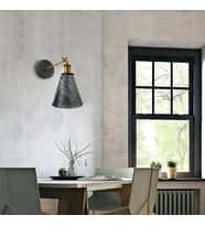 RİOLİGHT VİNTAGE,RUSTİK FIRÇALI GRİ PATİNALI ESKİTME MAFSALLI HAREKETLİ BAŞLIK METAL DUVAR APLİK (Siyah-Gri)