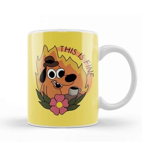 This Is Fine Meme This Is Fine Fine Kupa Bardak Porselen