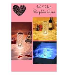 Mey İthalat® Sevgililer Gününe Özel Romantik Kristal Gece Lambası Sevgiliye Hediye
