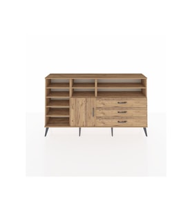 Arges Konsol 8 Raflı 3 Çekmeceli Tek Kapaklı  176x30x99 Çam-Çam