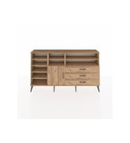 Arges Konsol 8 Raflı 3 Çekmeceli Tek Kapaklı  176x30x99 Çam-Çam
