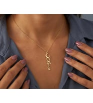 Kişiye Özel Tasarım Dikey Ay İsim Kolye 925K Gümüş (Gold)