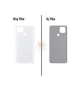 Oppo A15 Beyaz Uyumlu Arka Kapak Arka Cam Batarya Pil Kapağı Lazer Kesim Back Cover