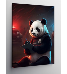 Kanvas Tablo Polis Kıyafetli Panda