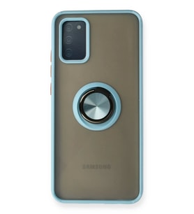 Newface Samsung Galaxy A02S Kılıf Montreal Yüzüklü Silikon Kapak - Buz Mavi