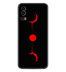 General Mobile Gm 23 Kılıf Silikon Desen Özel Seri Red Moon 1710