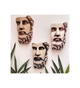 Antik Eskitme Dekoratif  Poseidon Beton Biblo Heykel 3'lü Set Ev Dekor Duvar Dekoru (Çok Renkli)