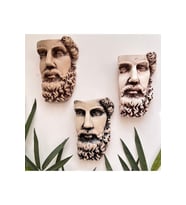 Antik Eskitme Dekoratif  Poseidon Beton Biblo Heykel 3'lü Set Ev Dekor Duvar Dekoru (Çok Renkli)