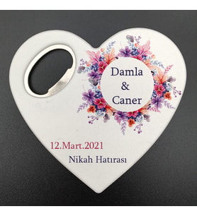UV Baskılı Kalp Açacak Magnet Pembe Mor Çiçek Desenli 30 Adet