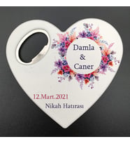 UV Baskılı Kalp Açacak Magnet Pembe Mor Çiçek Desenli 30 Adet