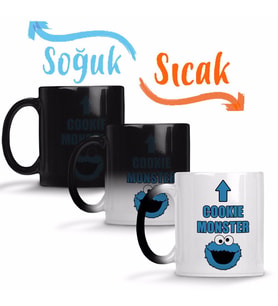 Cookie Monster Kurabiye Canavarı Sihirli Kupa Bardak Porselen