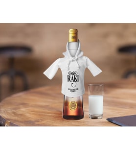 BK Gift Kişiye Özel Mini Beyaz İçki Şişesi Tişörtü , Ev Bar Dekoru, Rakı, Rakı Şişesi Tişörtü, Ev Barı-4