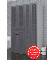 Kenzlife membran çamaşır-kurutma makinesi dolabı şahrur sağ gribyz 187*120*60 çekmeceli mebran kapak MDF gövde banyo (Beyaz-Gri)