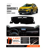 DACIA SANDERO (2022-2026) EKRANLI Uyumlu Torpido Örtüsü Torpido Kılıfı - Siyah