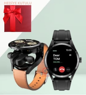 RW-37 Akıllı Saat Dahili Kulaklık Amoled Ekranlı - Hediye Kutulu (Siyah)